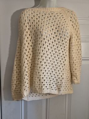 Cream Open-Weave Women's Sweater